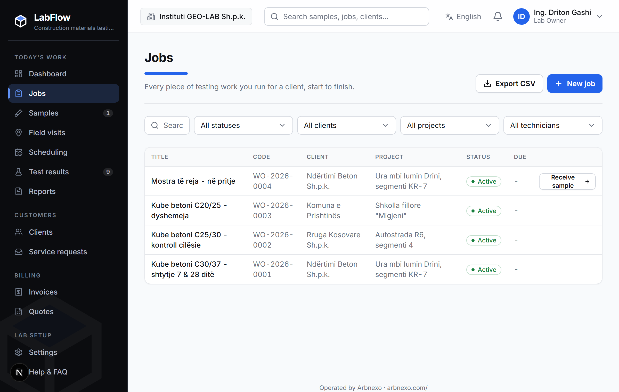 Jobs from start to finish - LabFlow
